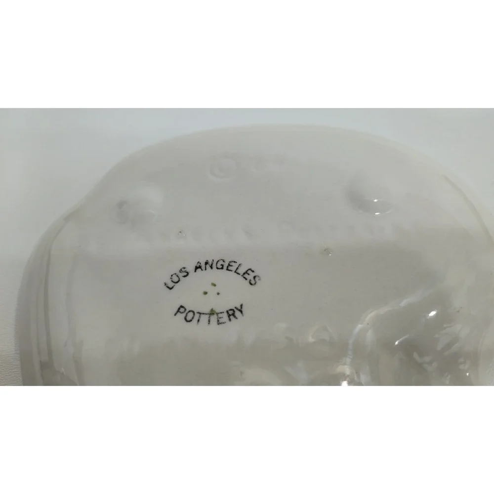 Vintage Los Angeles Pottery Holly Leaf Dish Trinket Bowl Christmas Ceramic 7in